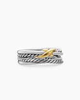 X Crossover Band Ring in Sterling Silver with 18K Yellow Gold, 6mm